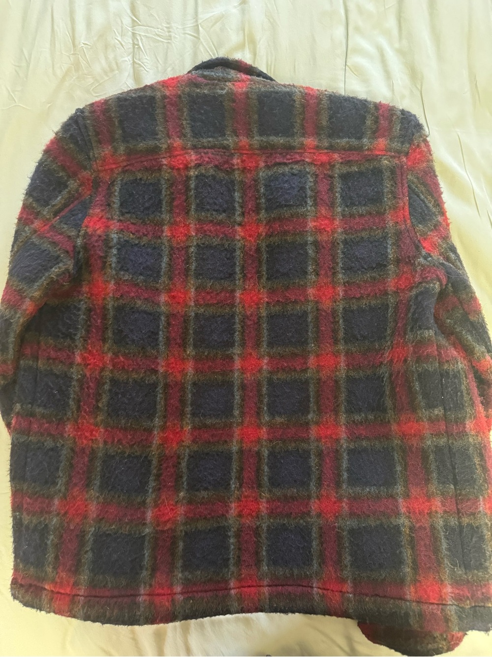 All Saints Red and Navy Plaid Lightweight Shirt Jacket - Picture 3 of 3
